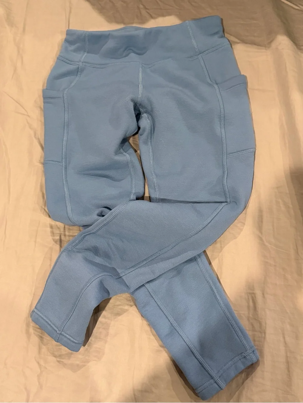 Athleta Gurl Sky Blue ‘sweat’ Leggings with Side Pockets